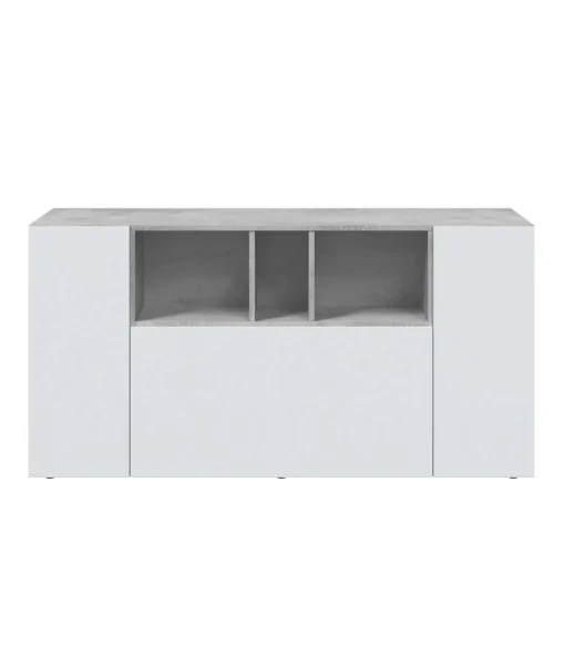Aparador Maud 3 puertas blanco/cemento. 76 cm (alto) x 150 cm (ancho) x 41 cm (prof.)