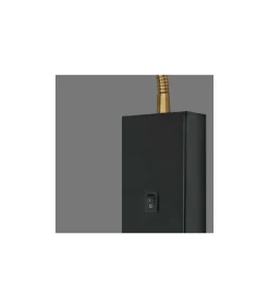 Aplique a pared modelo Tayron acabado negro/cuero, 26cm(alto) 14cm(ancho) 6cm(fondo)
