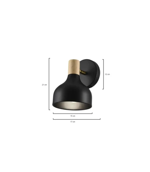 Aplique de pared modelo Arán acabado negro 18 cm(alto) 13 cm(ancho) 13 cm(fondo