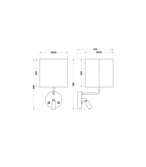 Aplique de pared modelo Oregon acabado negro, 20cm(ancho) 25cm(fondo) 36cm(alto).