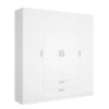Armario 4 puertas abatibles 2 cajones acabado blanco, 216.5cm(alto) 201cm(ancho) 52cm(fondo)