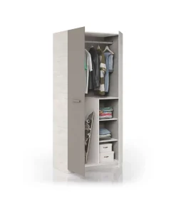 Armario 2 puertas abatibles Ares plus acabado blanco alpes/basalto. 200cm(alto) 90cm(ancho) 52cm(fondo).