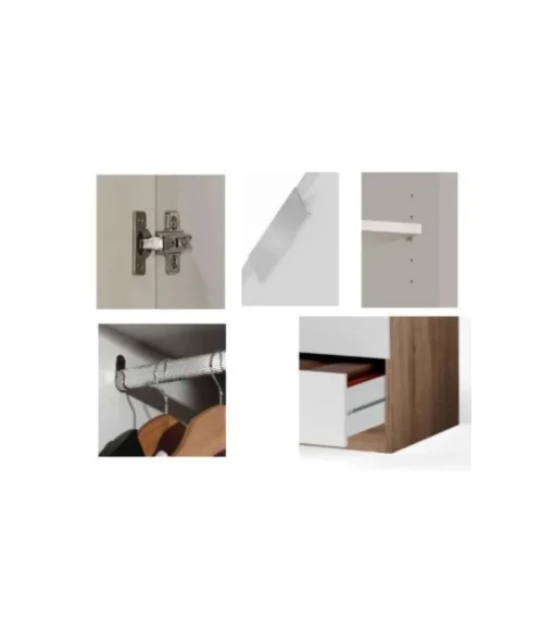 Armario 3 puertas abatibles 3 cajones acabado blanco. 180cm(alto). 121cm(ancho). 52cm(fondo).