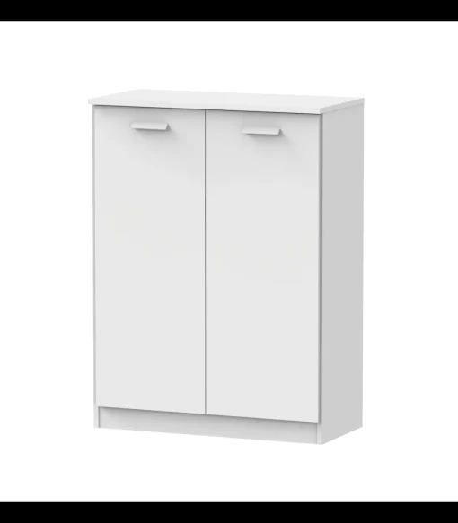 Armario bajo multiusos Tibet 2 puertas abatibles acabado blanco mate, 101 cm(alto)74 cm(ancho)37 cm(largo)