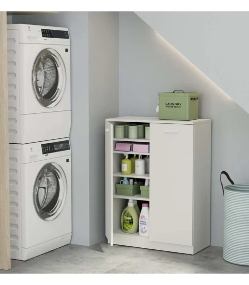 Armario bajo multiusos Tibet 2 puertas abatibles acabado blanco mate, 101 cm(alto)74 cm(ancho)37 cm(largo)
