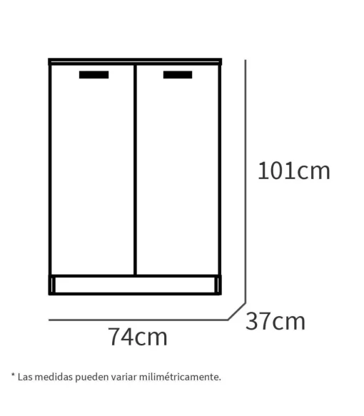 Armario bajo multiusos Tibet 2 puertas abatibles acabado blanco mate, 101 cm(alto)74 cm(ancho)37 cm(largo)