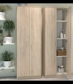 Armario multiusos Carles con 3 estantes acabado roble cambrian, 180cm(alto) 60cm(ancho) 35cm(fondo)