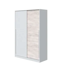 Armario ropero Aretha puertas correderas blanco artik y blanco Veho. 200 cm (alto). 120 cm (ancho). 50 cm (fondo).