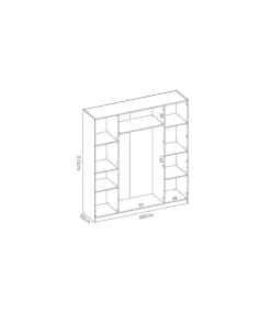 Armario ropero en blanco 4 puertas abatibles Huesa 215 cm(alto)200 cm(ancho)52 cm(fondo)
