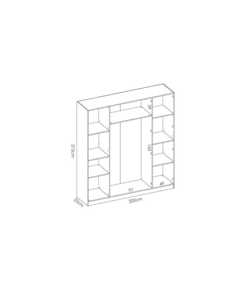 Armario ropero en blanco 4 puertas abatibles Huesa 215 cm(alto)200 cm(ancho)52 cm(fondo)