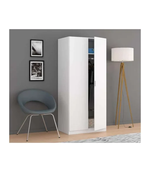 Armario ropero Herro 2 puertas acabado blanco 180 cm(alto)81 cm(ancho)52 cm(largo)