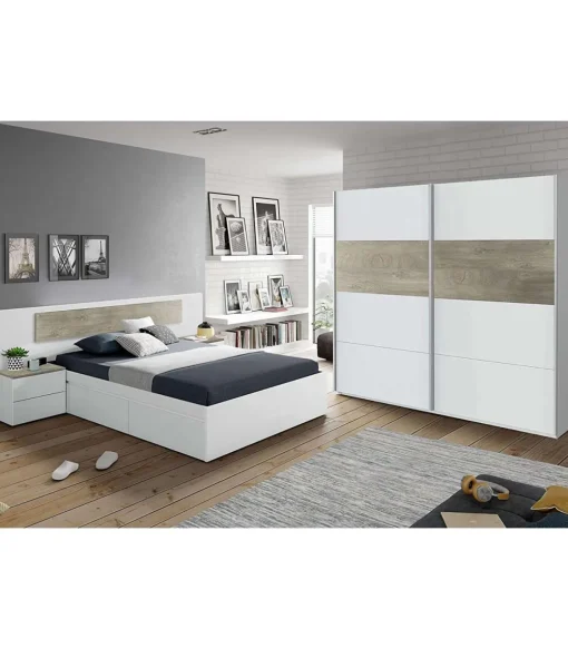 Armario ropero Linuss de 180 cm de 2 puertas correderas 200 cm alto x 180 cm ancho x 60 cm fondo