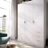 Armario ropero Marcela 3 puertas abatibles y 3 cajones en blanco 184 cm(alto)121 cm(ancho)52 cm(largo