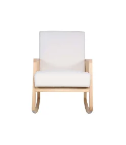 Butaca mecedora Julia microfibra crema / rattan / madera, 65cm(ancho) 98 cm(altura) 82 cm(fondo)