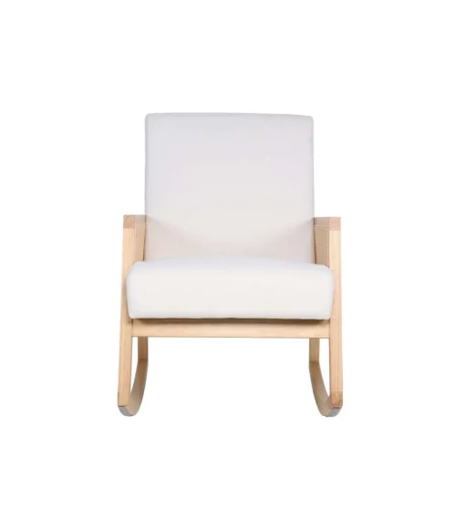 Butaca mecedora Julia microfibra crema / rattan / madera, 65cm(ancho) 98 cm(altura) 82 cm(fondo)