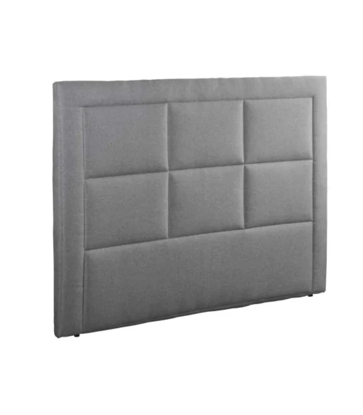 Cabecero Napoles tapizado en tela antimanchas gris. 130 cm (alto), 145 cm (ancho), 7 cm (fondo).