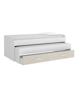 Cama compacta Soria acabado blanco/alistonado, 70cm(alto) 200cm(ancho) 97cm(largo)