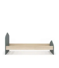Cama juvenil Estela acabado verde kaki/cera blanca, 90cm(alto) 100cm(ancho) 195.4cm(fondo)