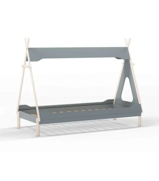 Cama juvenil modelo Tadeo acabado verde kaki/cera blanca, 165cm(alto) 104cm(ancho) 210cm(fondo)