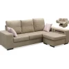Chaiselongue reversible Bea Beige con dos taburetes, 230 cm (Ancho) x 155 cm (Fondo) x 92 cm (Alto)