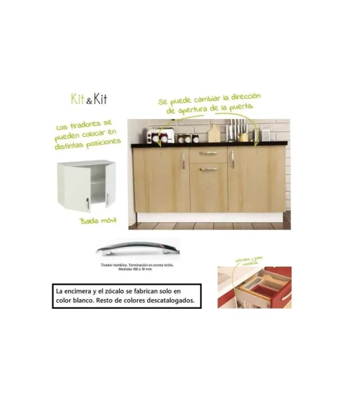 Cocina completa con zocalo y encimera 240 cm(ancho) color blanco KIT-KIT
