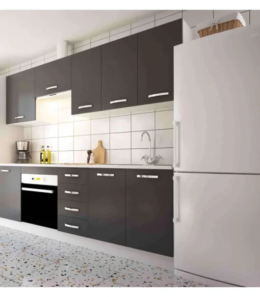 Cocina completa KIT-KIT NEW sin zocalo y sin encimera 240 cm color gris