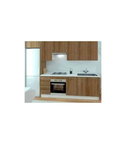 Cocina Kit-Chef sin zocalo y sin encimera de 280 cm(ancho) en roble.