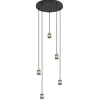 Colgante 5 luces,modelo Acebuche acabado negro/cuero 40 cm(alto)9 cm(ancho)9 cm(largo)