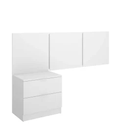 Conjunto juvenil cabecero + mesita Tito acabado blanco.