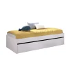Conjunto juvenil cama de 90cm con arrastre y escritorio Lena acabado blanco.