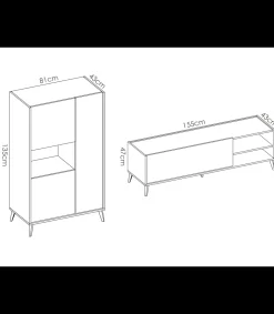 Conjunto salón Cazalilla-5 mueble bajo TV y modulo alto 47-135 cm(alto)155-81 cm(ancho)43 cm(largo)