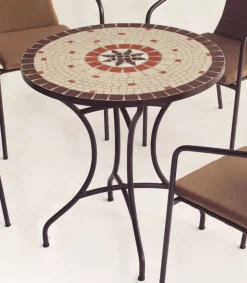 Conjunto terraza jardín mesa + 4 sillones acero Sicilia/Brasil-75/4 en acabado color bronce