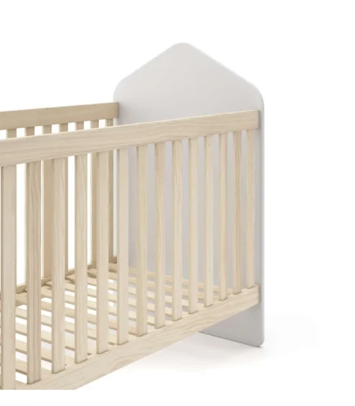 Cuna infantil Estela acabado blanco/cera blanca, 102cm(alto) 66.5cm(ancho) 123.8cm(fondo)