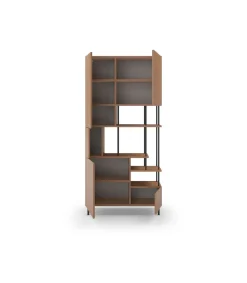 Estantería 5 puertas y estantes modelo Mallorca acabado terracota/negro, 175cm(alto) 84cm(ancho) 34cm(largo).