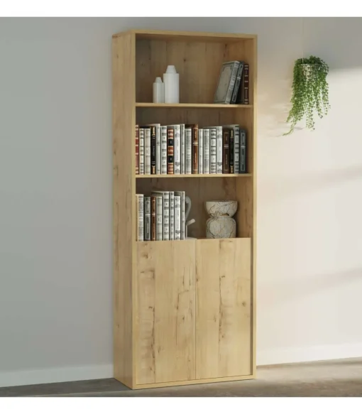Estantería-1 dos puertas acabado roble gold, 196.5 cm(alto)75.5 cm(ancho)33 cm(fondo)..