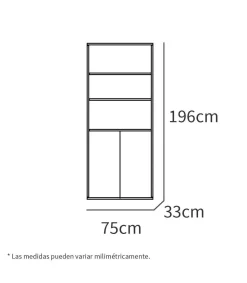 Estantería-1 dos puertas acabado roble gold, 196.5 cm(alto)75.5 cm(ancho)33 cm(fondo)..