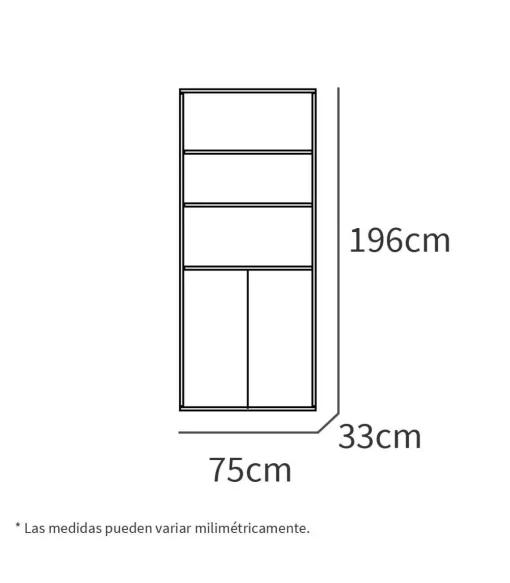 Estantería-1 dos puertas acabado roble gold, 196.5 cm(alto)75.5 cm(ancho)33 cm(fondo)..