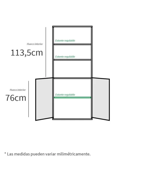 Estantería-1 dos puertas acabado roble gold, 196.5 cm(alto)75.5 cm(ancho)33 cm(fondo)..