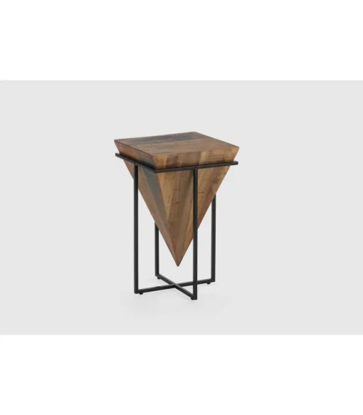 Mesa auxiliar de rincón modelo Avila-68 en madera acabado natural, 68cm(alto) 42cm(ancho) 42cm(fondo).