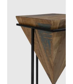 Mesa auxiliar de rincón modelo Avila-68 en madera acabado natural, 68cm(alto) 42cm(ancho) 42cm(fondo).