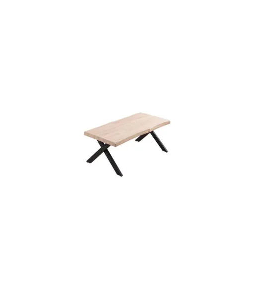 Mesa centro elevable Xena tapa con forma acabado roble nordish/negro, 47cm(alto) 120 cm(largo) 66 cm(ancho)
