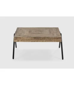 Mesa de centro cuadrada modelo Aaron acabado madera de mango natural, 40cm(alto) 80cm(ancho) 80cm(fondo).