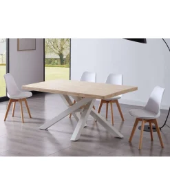 Mesa de comedor fija Xena tapa recta 160 acabado roble nordish/blanco, 76 cm(alto)160 cm(ancho)100 cm(largo)