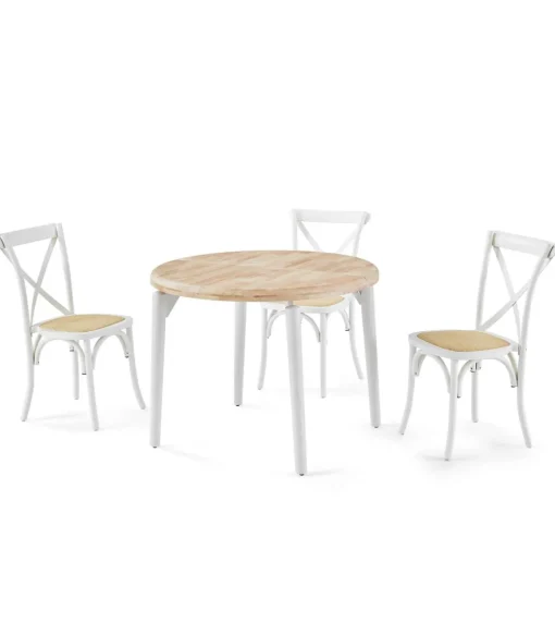 Mesa redonda extensible Moon acabado roble nordish/blanco, 76cm(alto) 100/140/180cm(ancho) 100cm(largo)