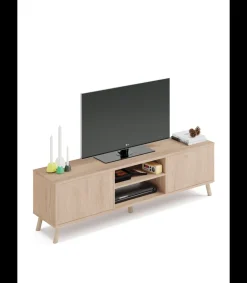 Mesa television Oslo 2 puertas y 2 huecos en acabado color aurora, 50 cm(alto)160 cm(ancho)40 cm(largo)