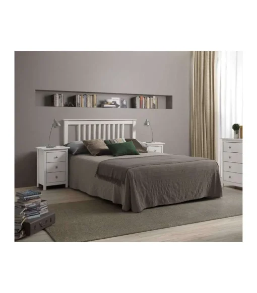 Mesita madera maciza con tres Cajones Tabac acabado blanco translucido 63 cm(alto)43 cm(ancho)35 cm(fondo)