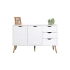 Mueble aparador Md-Tiano 2 puertas, 3 cajones acabado blanco, 120cm(ancho) 75cm(altura) 39cm(fondo)