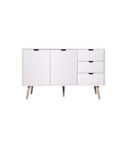 Mueble aparador Md-Tiano 2 puertas, 3 cajones acabado blanco, 120cm(ancho) 75cm(altura) 39cm(fondo)