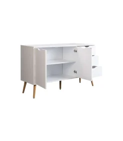 Mueble aparador Md-Tiano 2 puertas, 3 cajones acabado blanco, 120cm(ancho) 75cm(altura) 39cm(fondo)