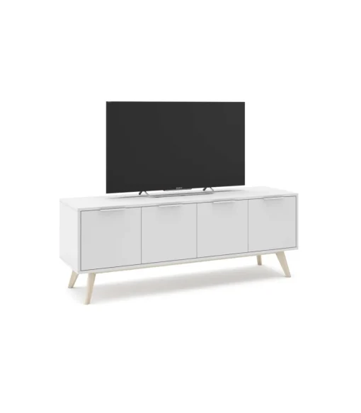 Mueble para televisión 4 puertas Campos acabado blanco/blanco cera 53cm(alto) 140cm(ancho) 40cm(largo).